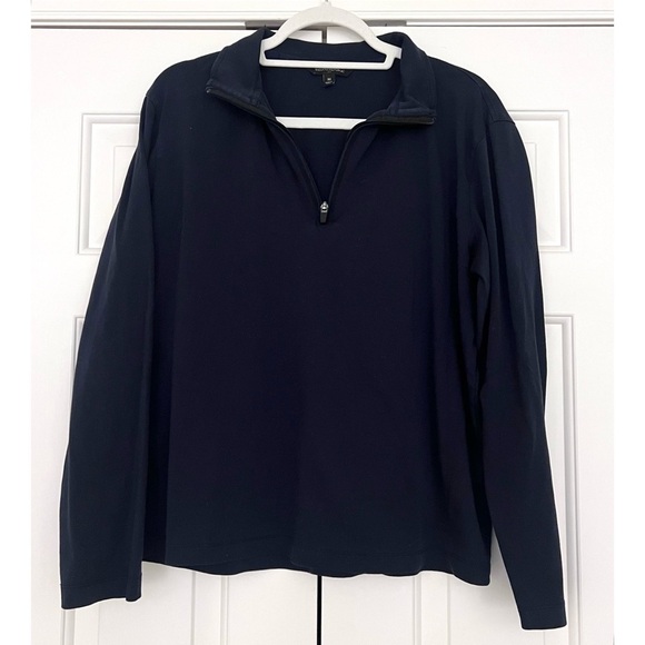 Banana Republic Cotton Quarter Zip Pullover in Navy Blue - Size M - Picture 1 of 4